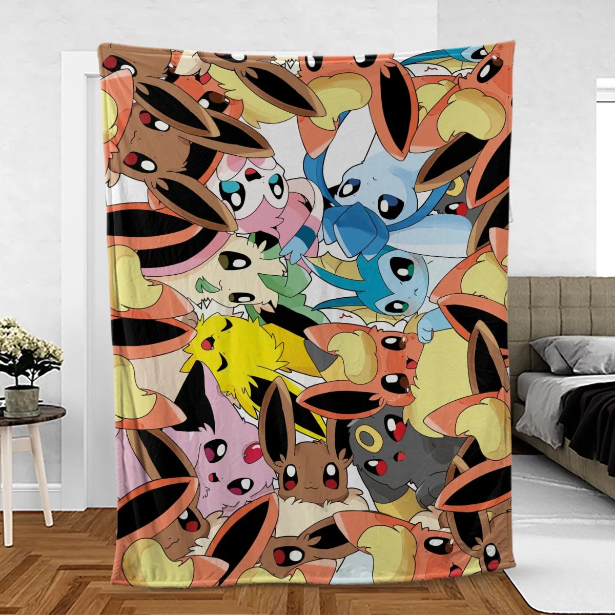 Cute Eevee Evolution Pokemon Fleece Blanket