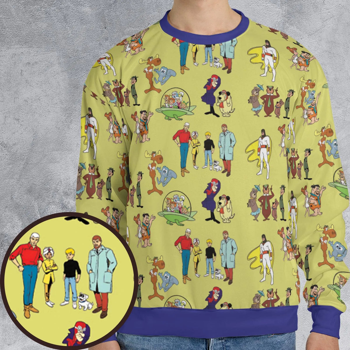 60s Cartoon Characters All-over Print Sweatshirt
