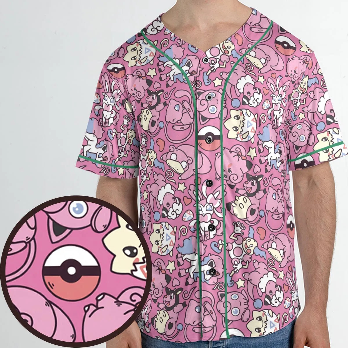 Fairy Pokemon Pattern Unisex Baseball Jersey
