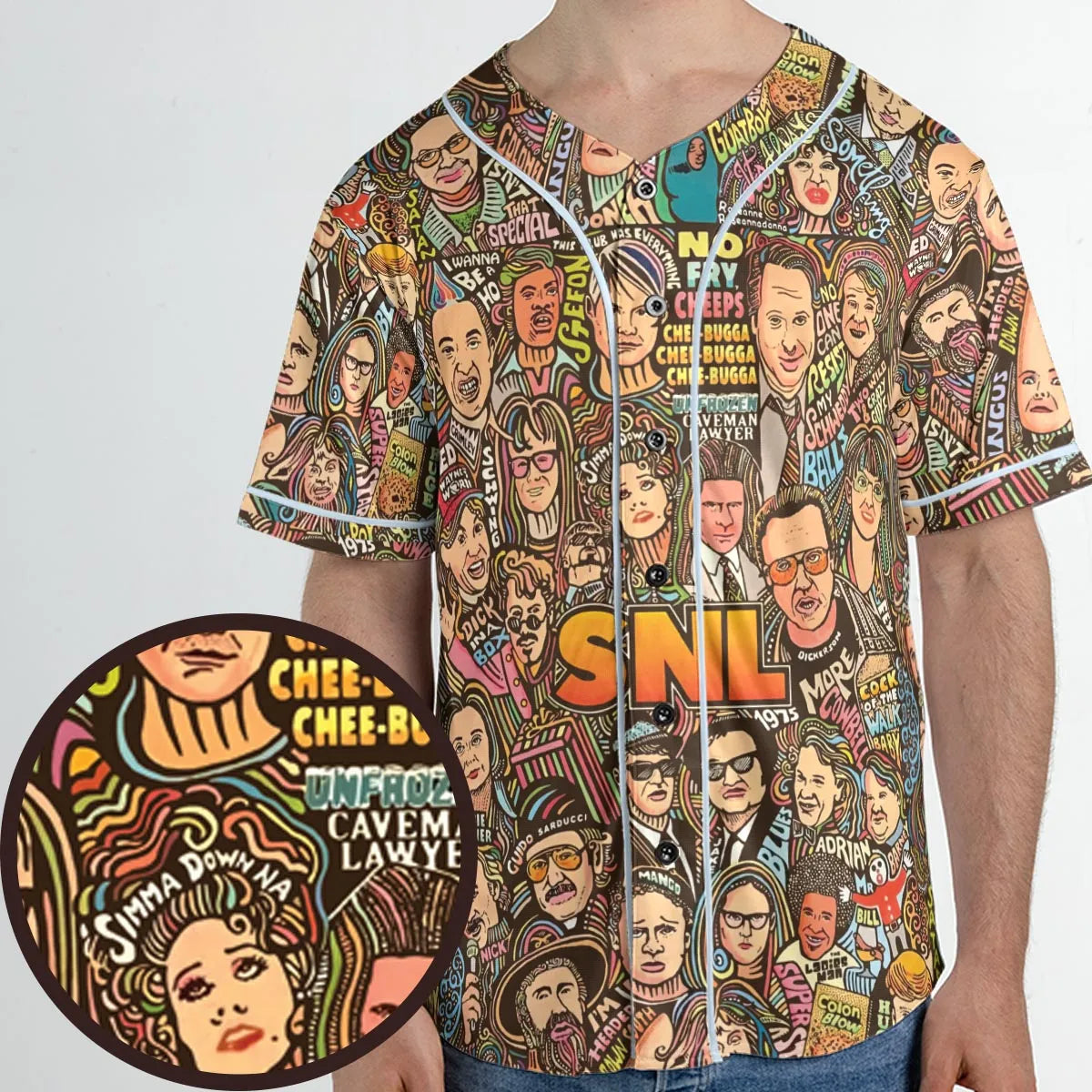 Blues Brothers Waynes World Coneheads SNL Characters Unisex Baseball Jersey