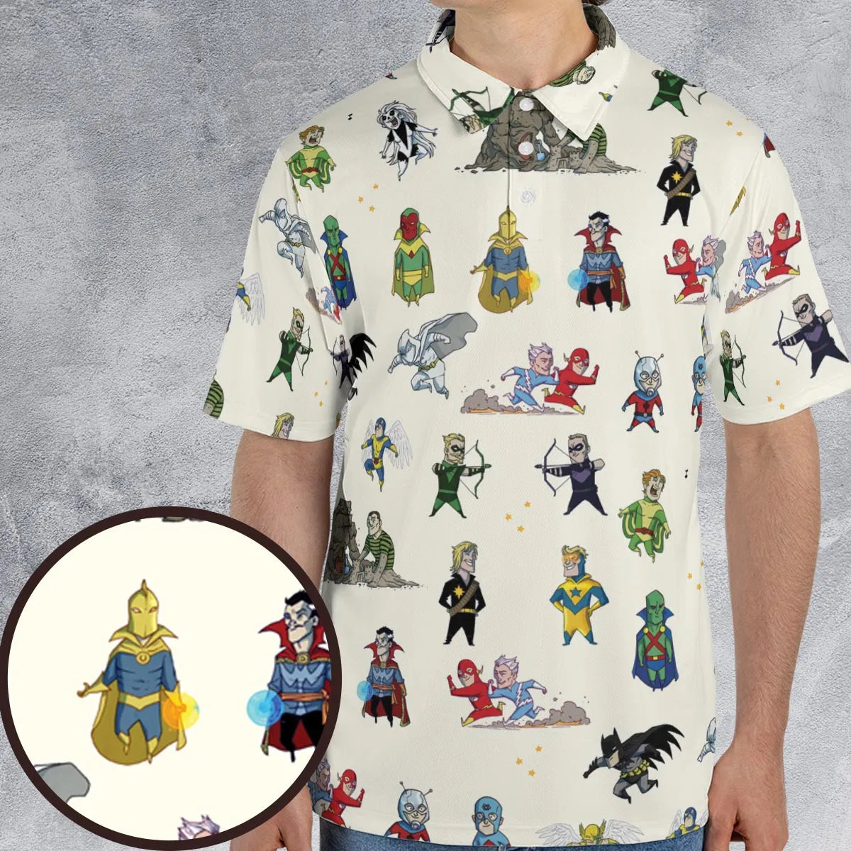 Chillin' and Battle Marvel vs DCU AOP Men/Women Polo Shirt