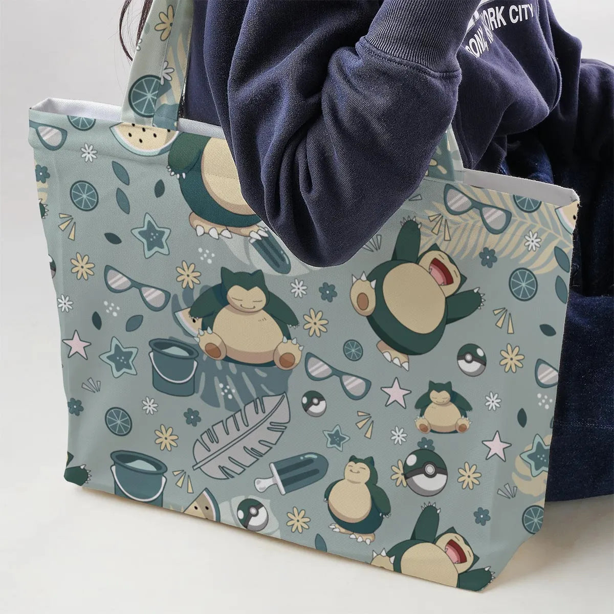 Summer Relax Snorlax Pokemon Large Tote Bag