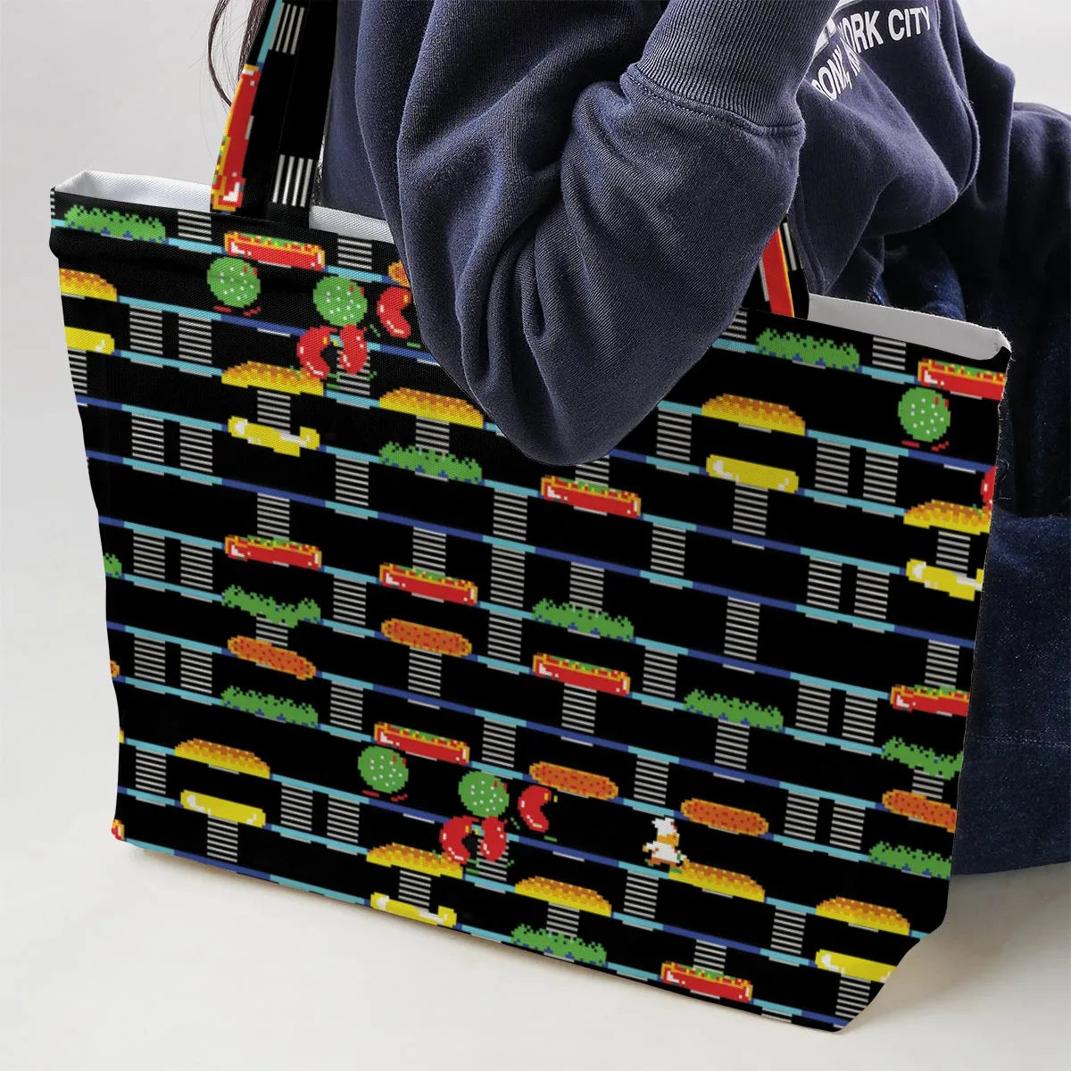 BurgerTime Arcade Game Large Tote Bag
