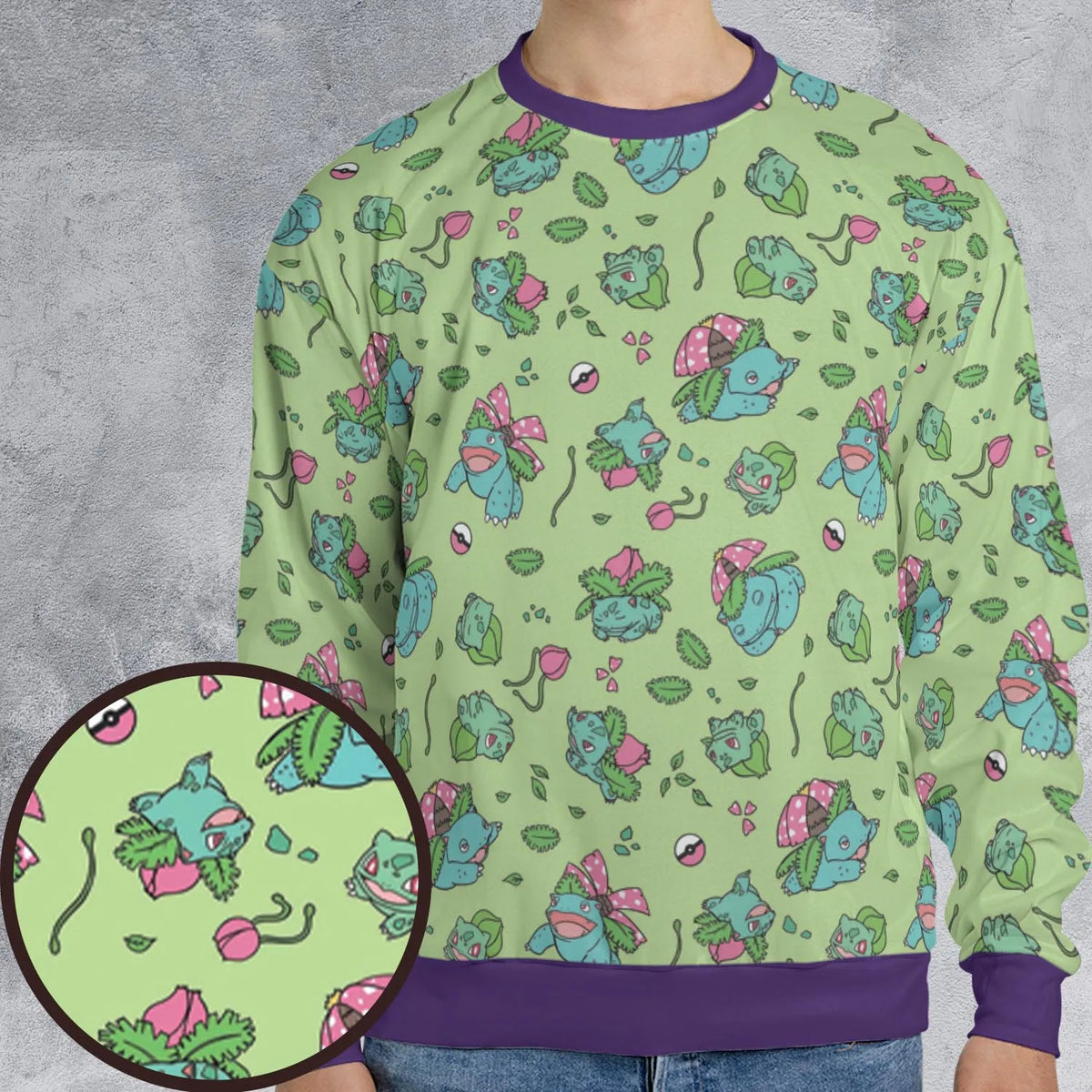 Venusaur Ivysaur and Bulbasaur Pokemon All-over Print Sweatshirt