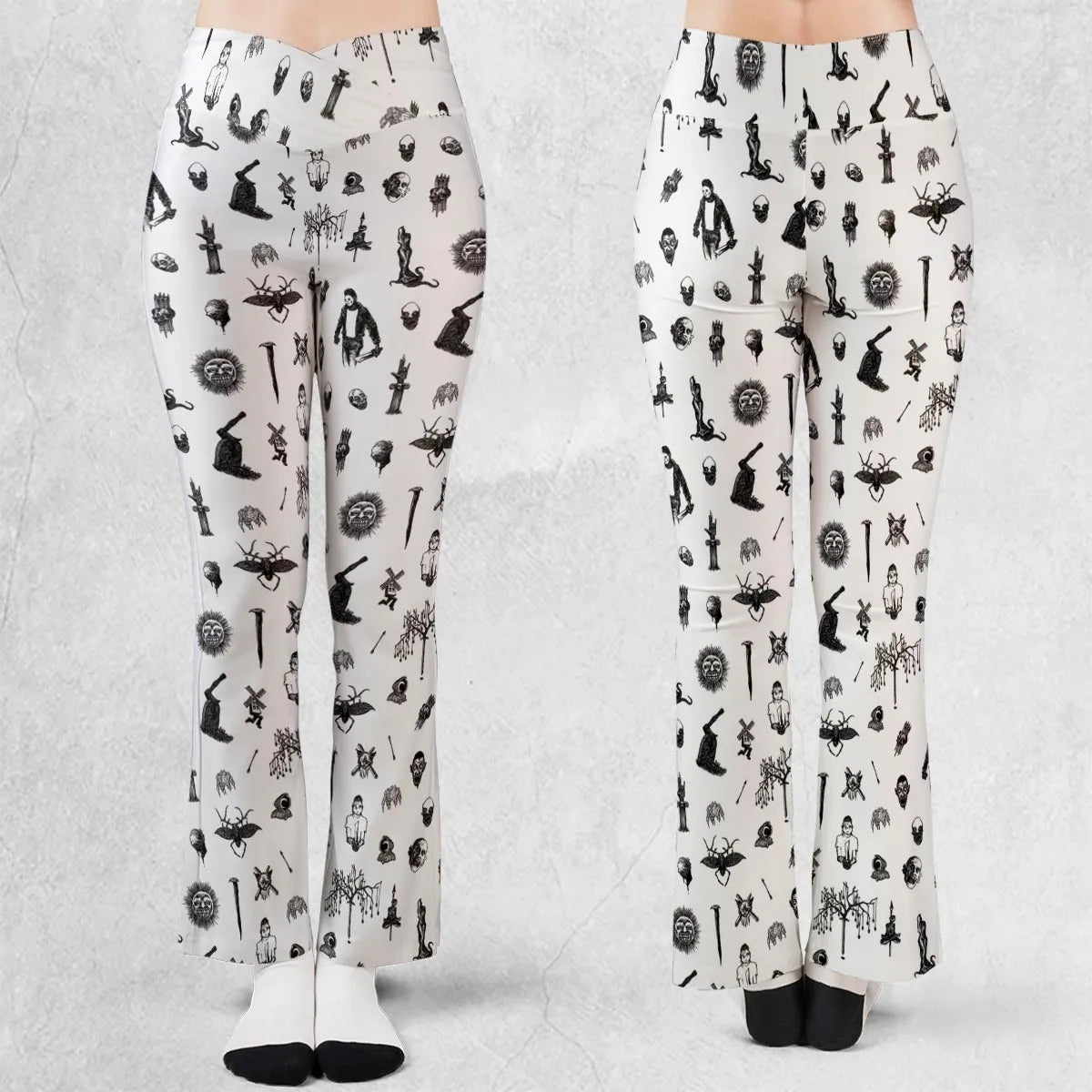 Nosferatu Pattern Flare Leggings