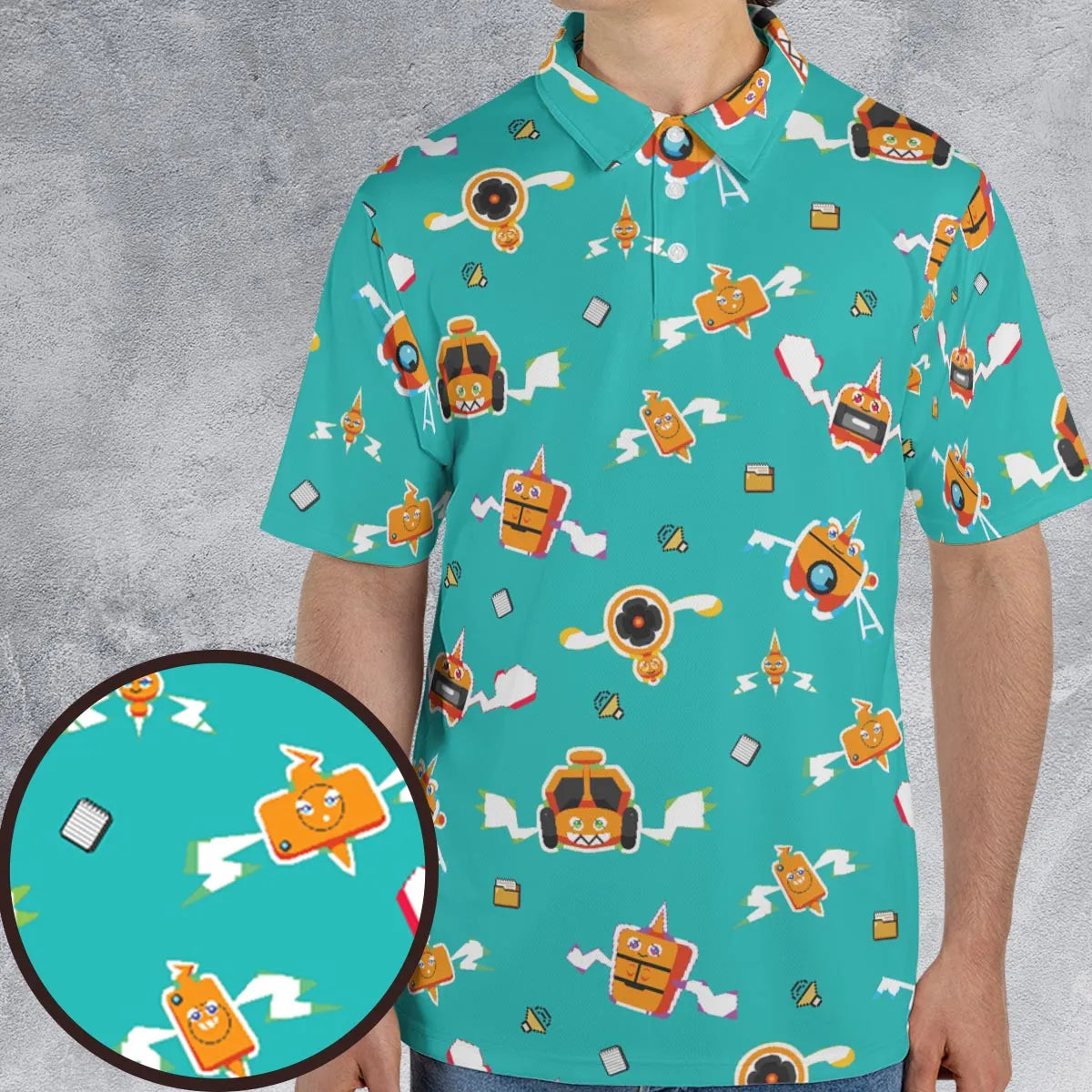 Pixel Rotom Electric Pokemon AOP Men/Women Polo Shirt