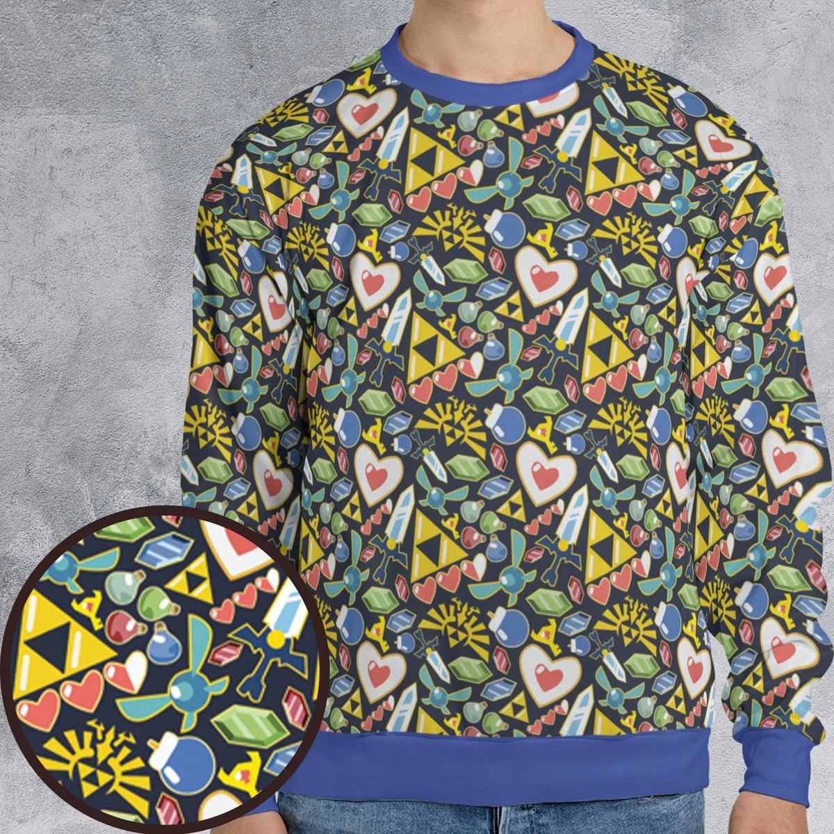 Zelda Theme Items All-over Print Sweatshirt
