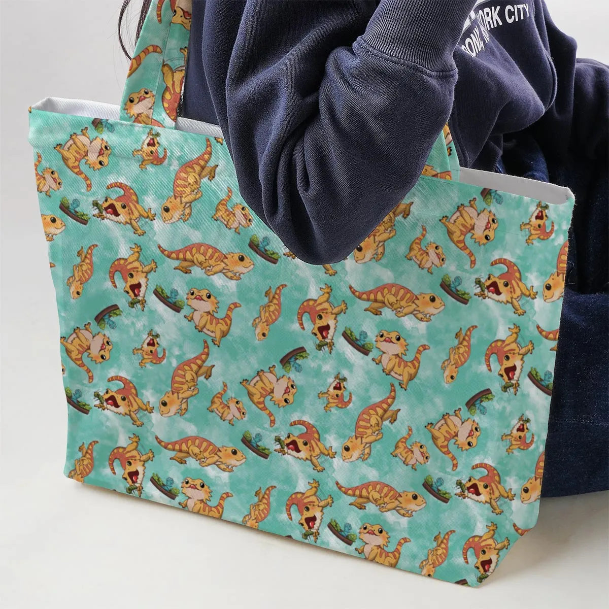 Bearded Dragon Pattern Large Tote Bag