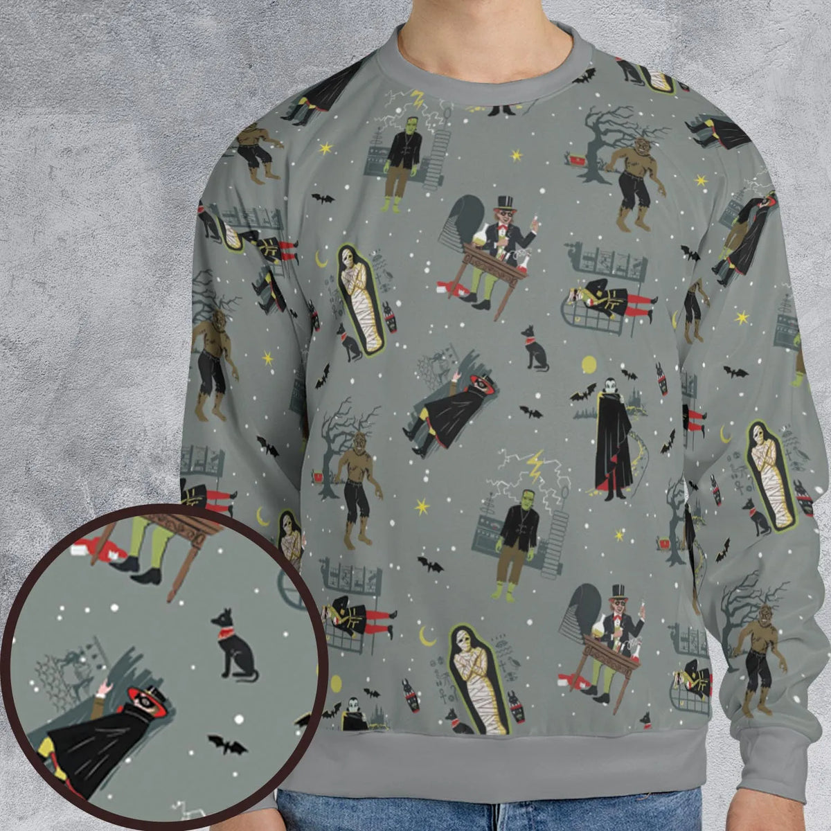 Classic Monsters Halloween All-over Print Sweatshirt