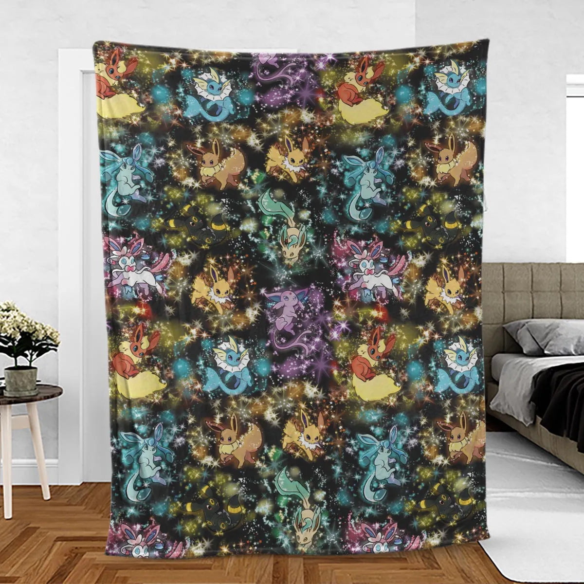 Eevee Evolution in the Galaxy Fleece Blanket