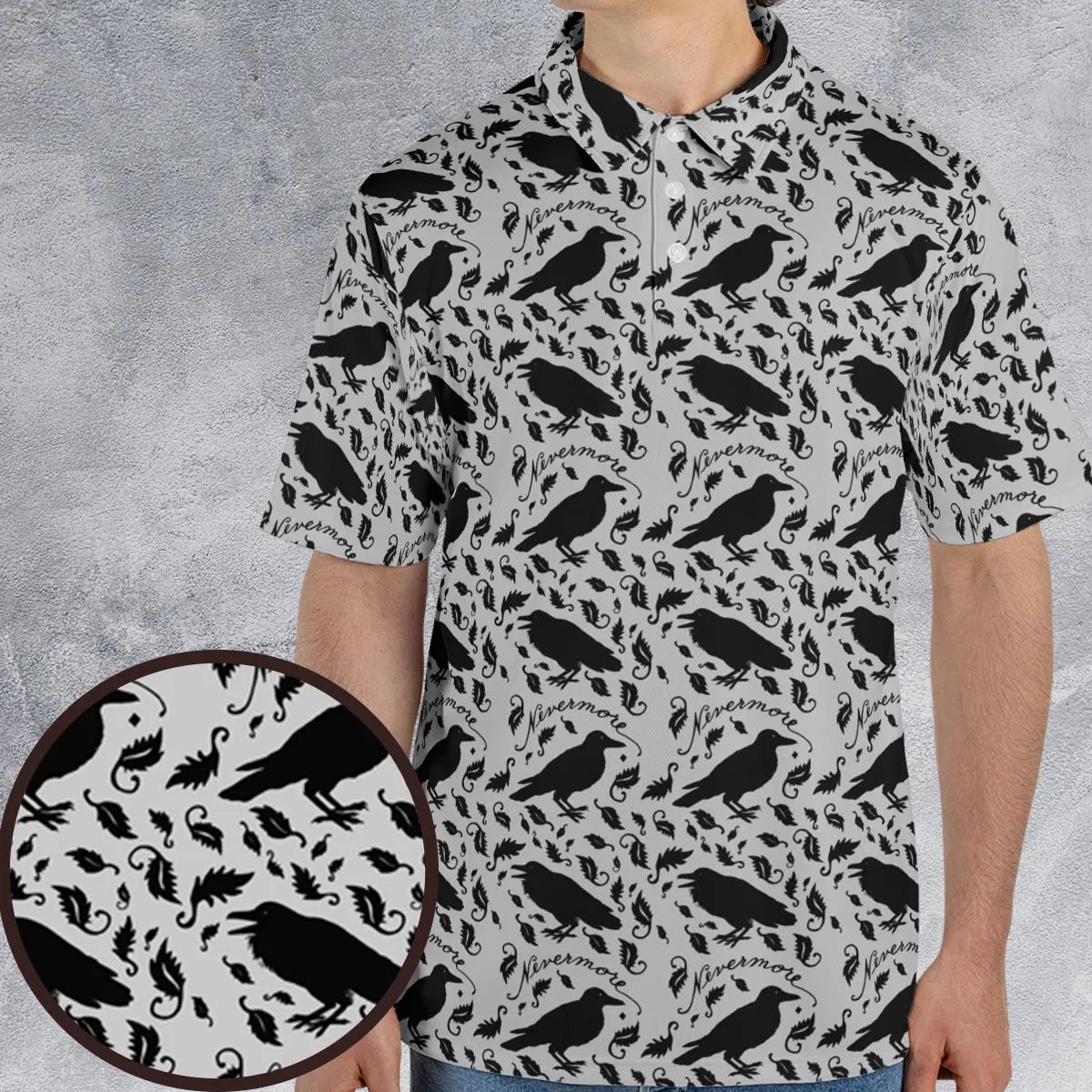 Nevermore The Raven Edgar Allan Poe Pattern AOP Men/Women Polo Shirt