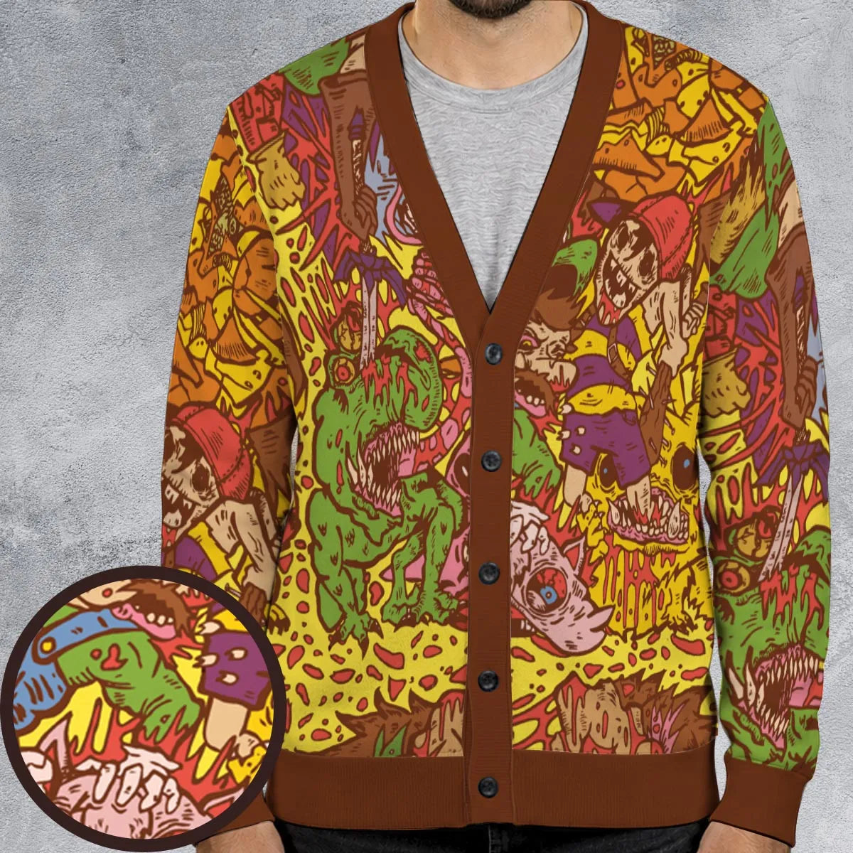 Nitendo Characters in Creepy Style Cardigan