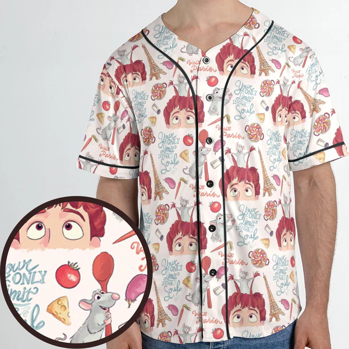 Cute Controller Ratatouille Unisex Baseball Jersey