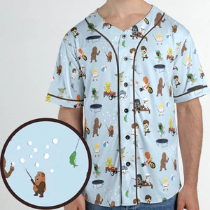 Go Fishing with Star Wars Characters Unisex Baseball Jersey