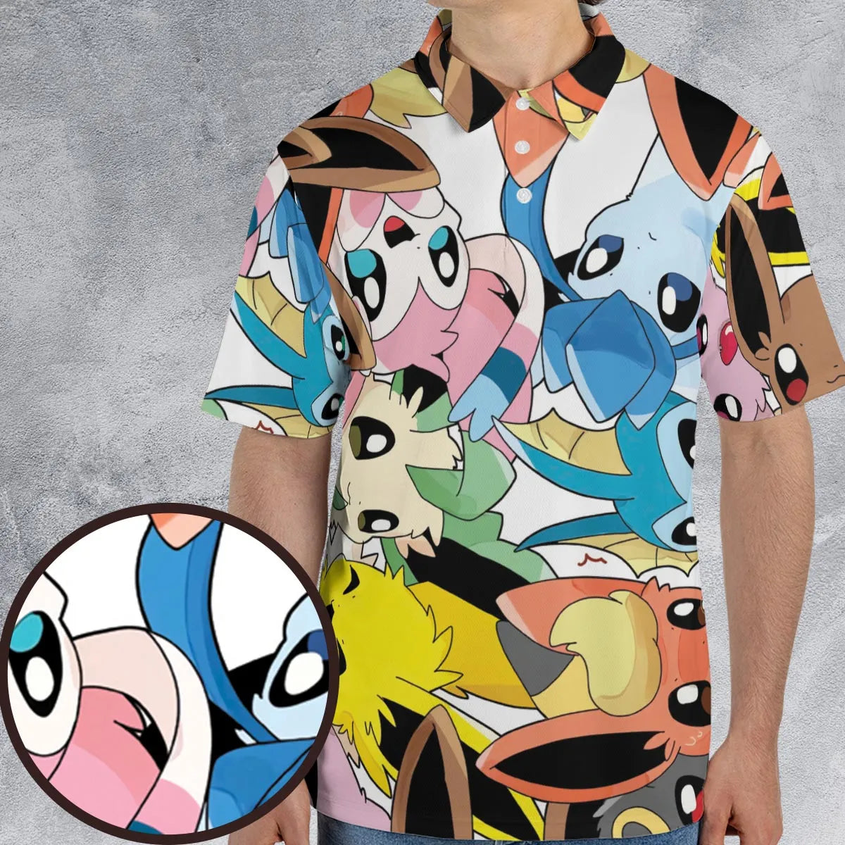 Cute Eevee Evolution Pokemon AOP Men/Women Polo Shirt