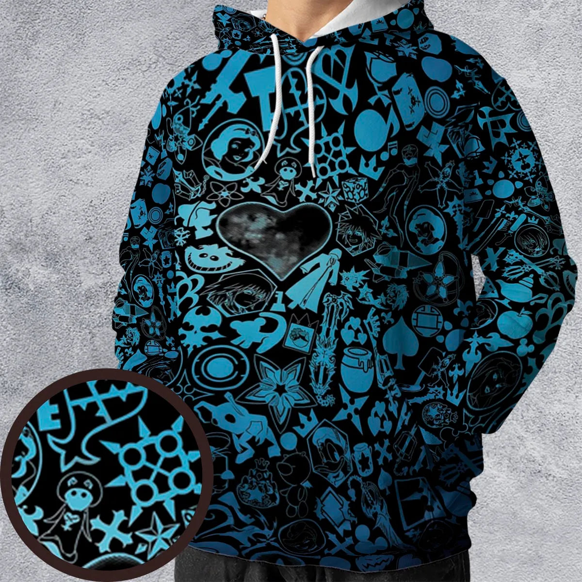 Blue Key Heart Kingdom Hearts All-over Print Hoodie