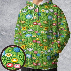 8bit Flower Garden Super Mario Pattern All-over Print Hoodie