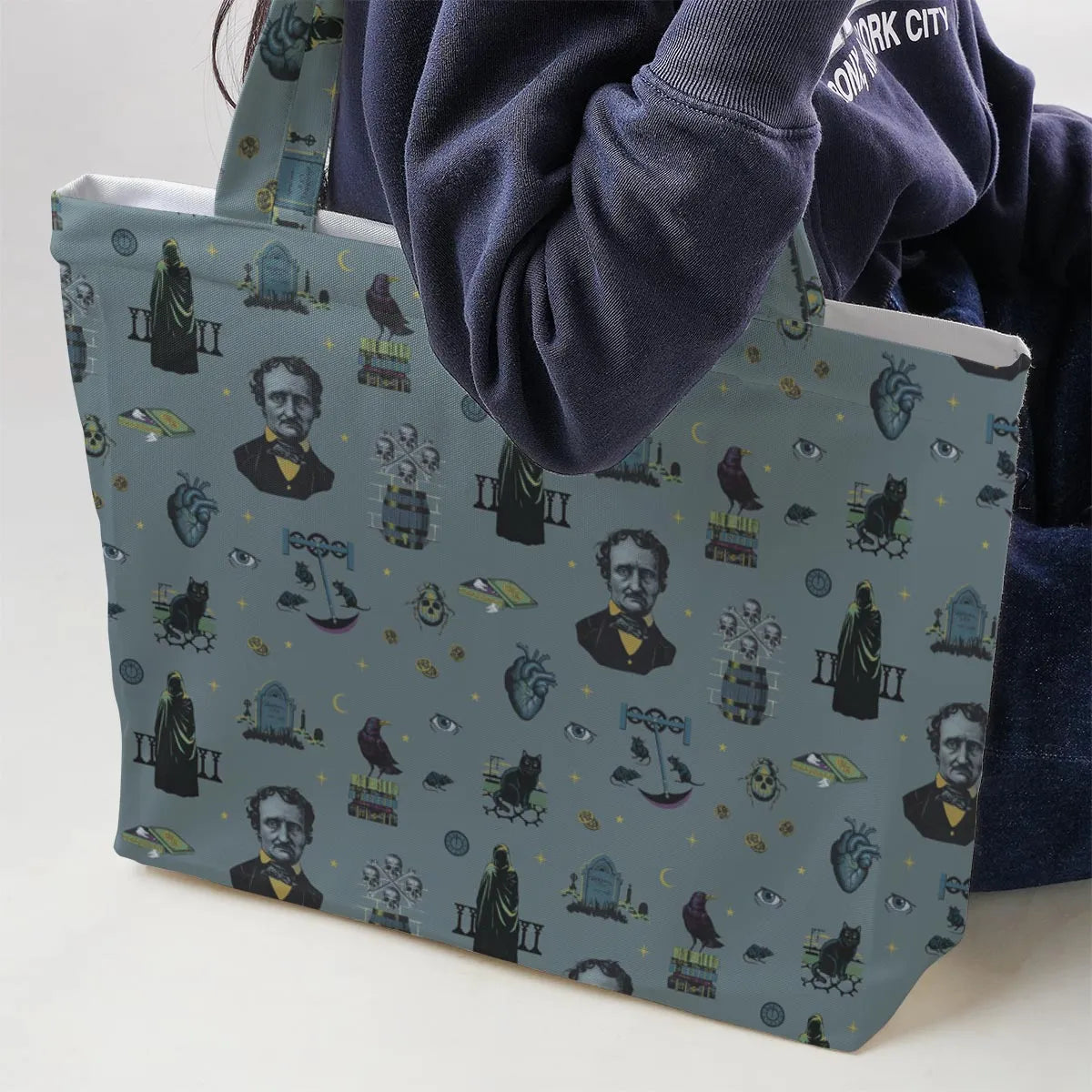The Dark Themed Edgar Allan Poe Large Tote Bag