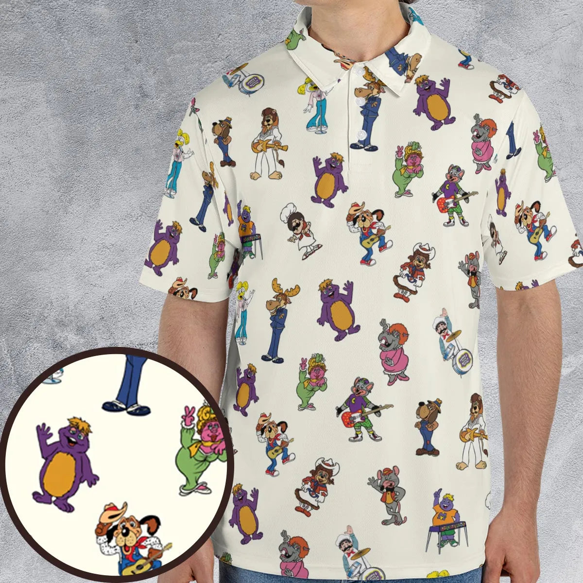 80s Pizza Time Theater Chuck E Cheese AOP Men/Women Polo Shirt