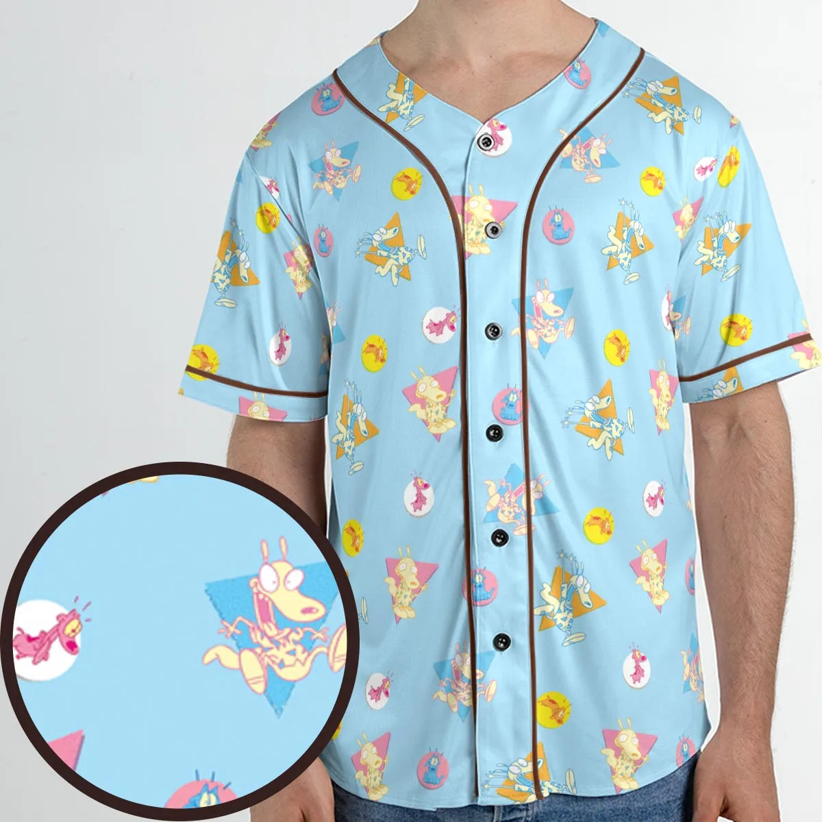 Rocko and Spunky Pattern Rocko's Modern Life Unisex Baseball Jersey