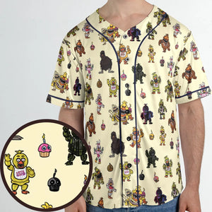 Chica Chicken Five Nights at Freddy's Pattern Unisex Baseball Jersey