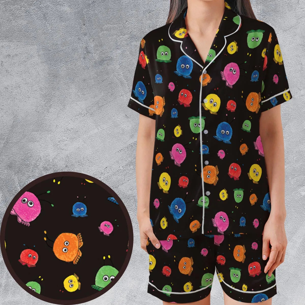 Vintage Fur Toys Weepuls Satin Short-Sleeve Pajamas Set