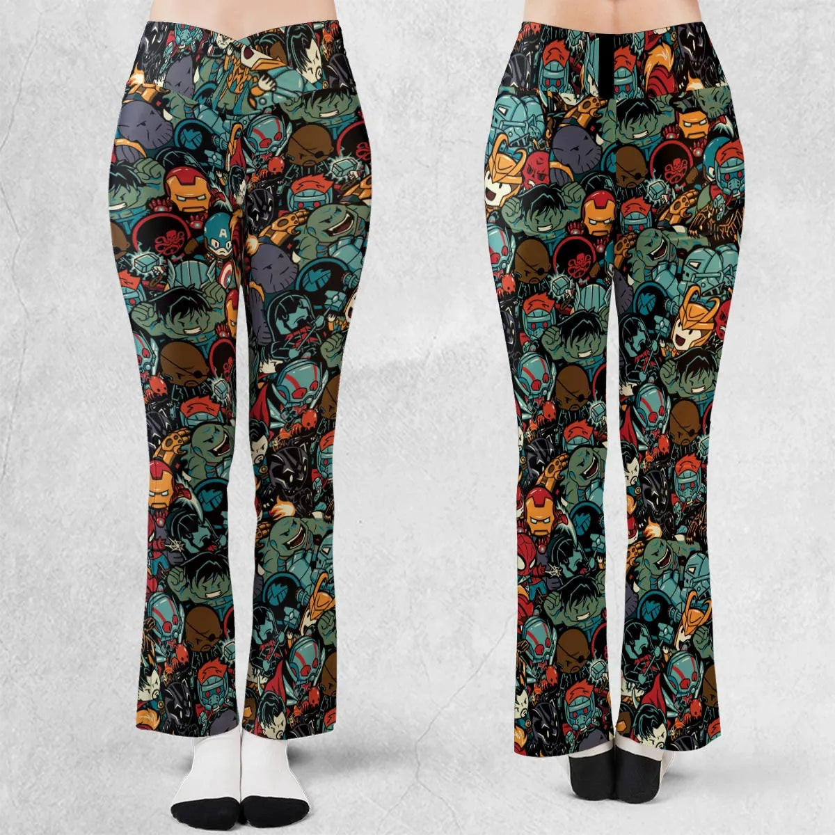 Marvelous Chibi Characters Pattern Flare Leggings