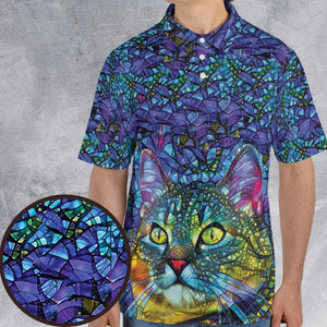 Cat Stained Glass AOP Men/Women Polo Shirt