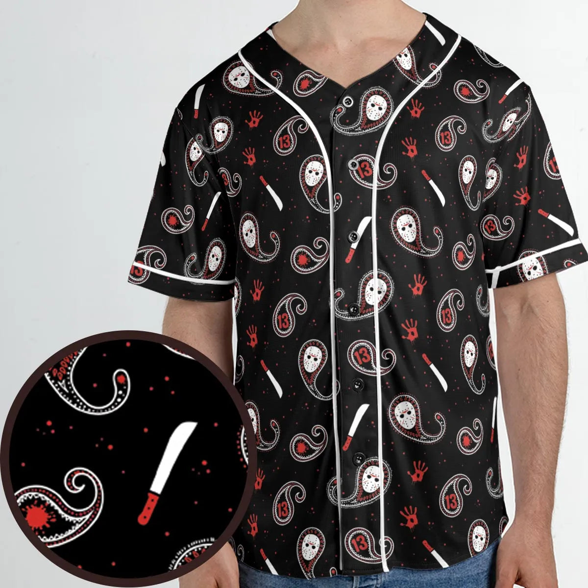 Jason Voorhees Friday The 13th Pattern Unisex Baseball Jersey