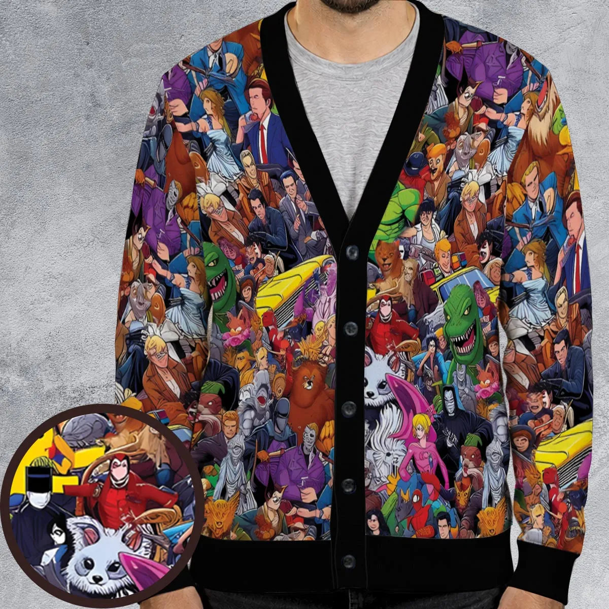 All-Genre Cartoon Mashup Cardigan