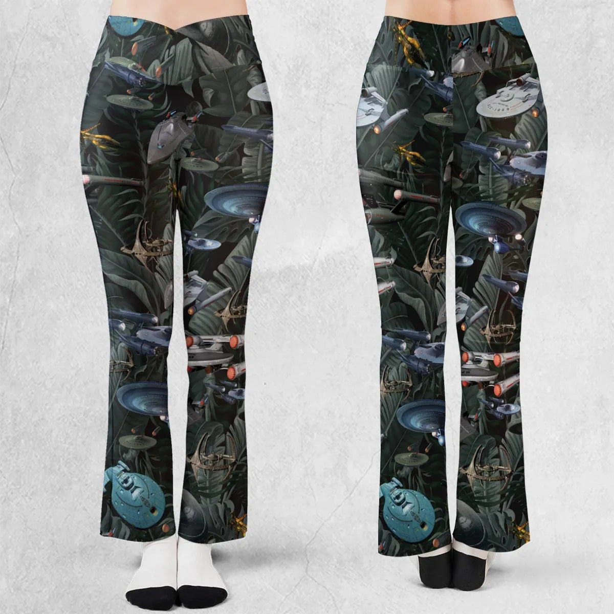 Star Trek Spaceship Pattern Flare Leggings