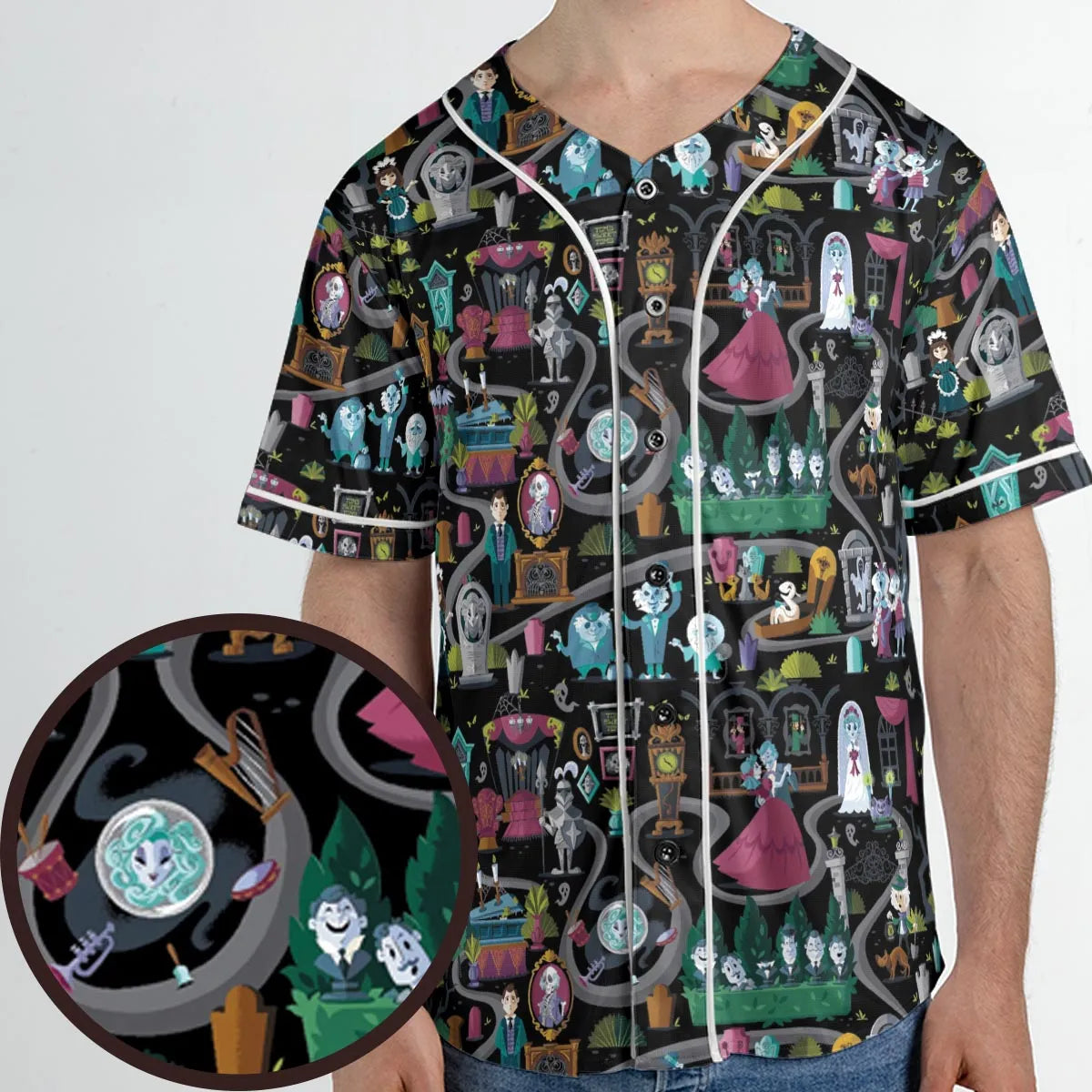 Haunted Mansion Map Unisex Baseball Jersey