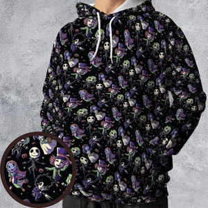 Buttons Characters Pattern All-over Print Hoodie
