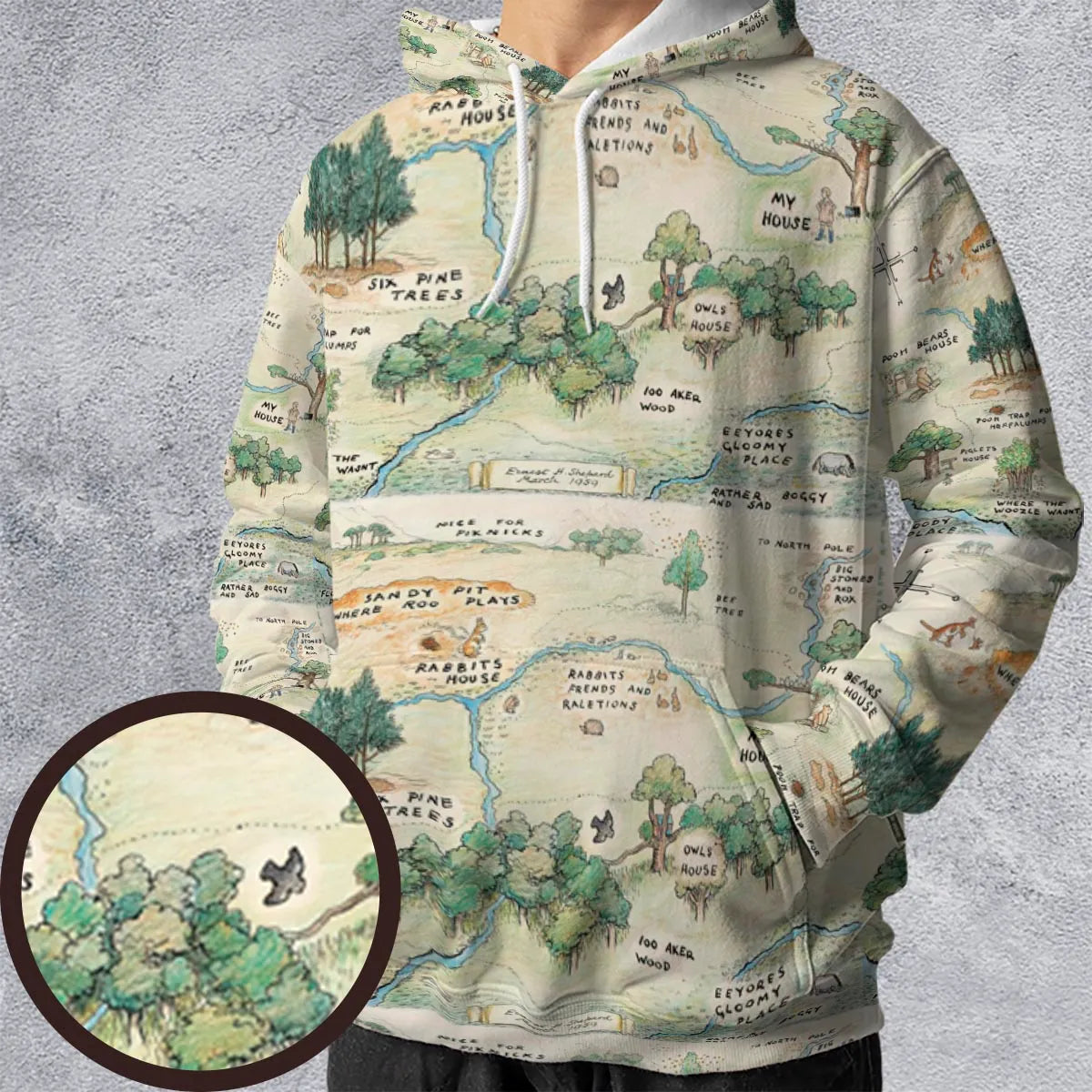 Hundred Acre Wood Map All-over Print Hoodie
