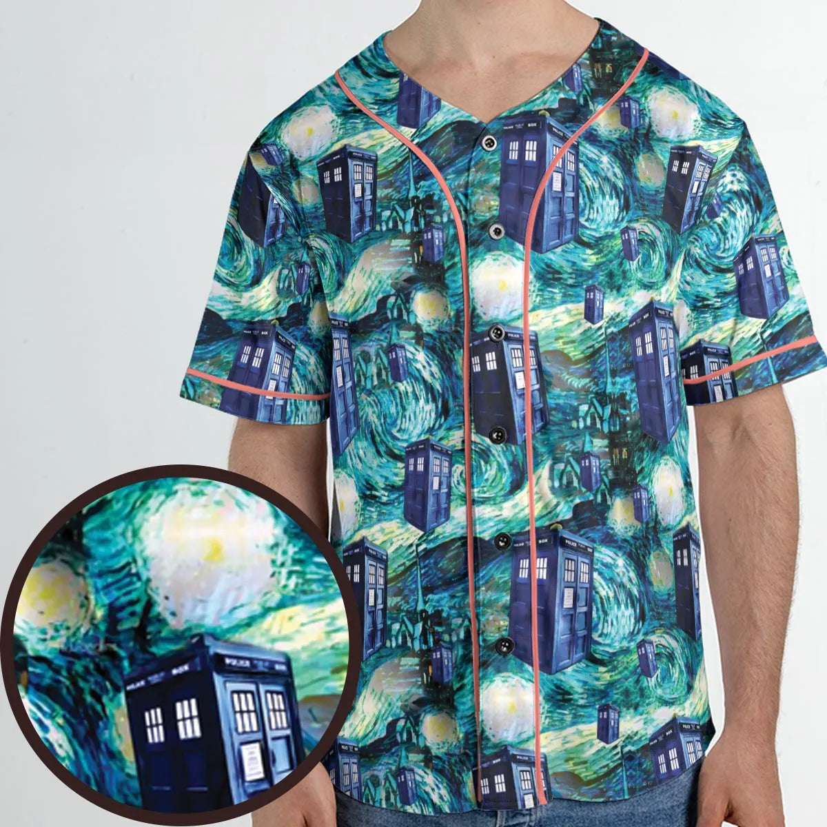 Tardis Starry Night Doctor Who Unisex Baseball Jersey