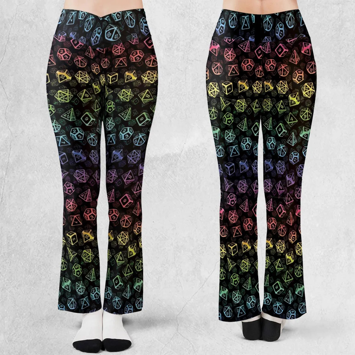 DnD Rainbow Dice Set Pattern Flare Leggings