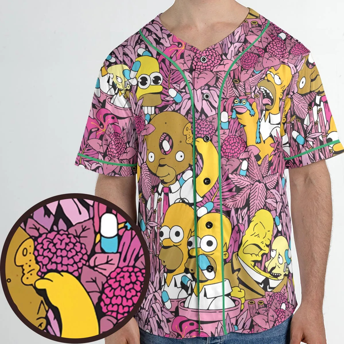 Homer Simpson In Flower Bush The Simpsons Unisex Baseball Jersey