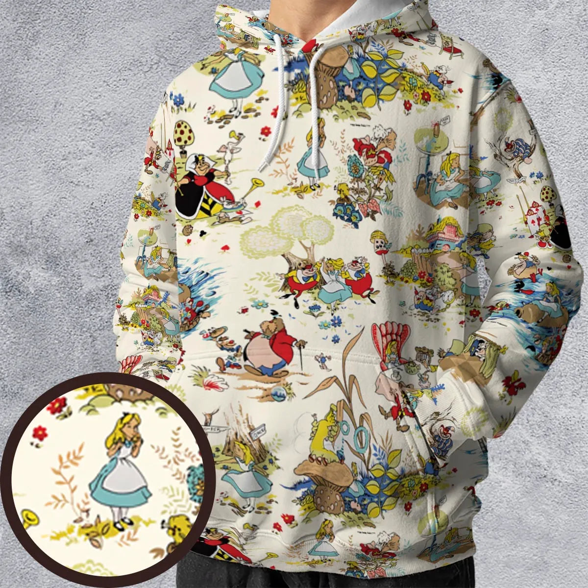 Alice In Wonderland Pattern All-over Print Hoodie
