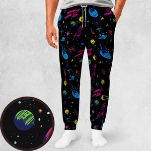 Star Trek Ships And Planets Neon Retro Collage Sweatpants