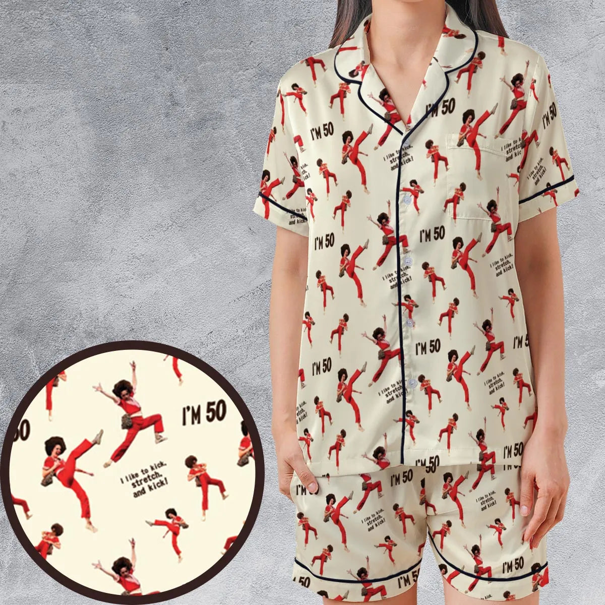 I'm 50 Sally O'Malley SNL Satin Short-Sleeve Pajamas Set