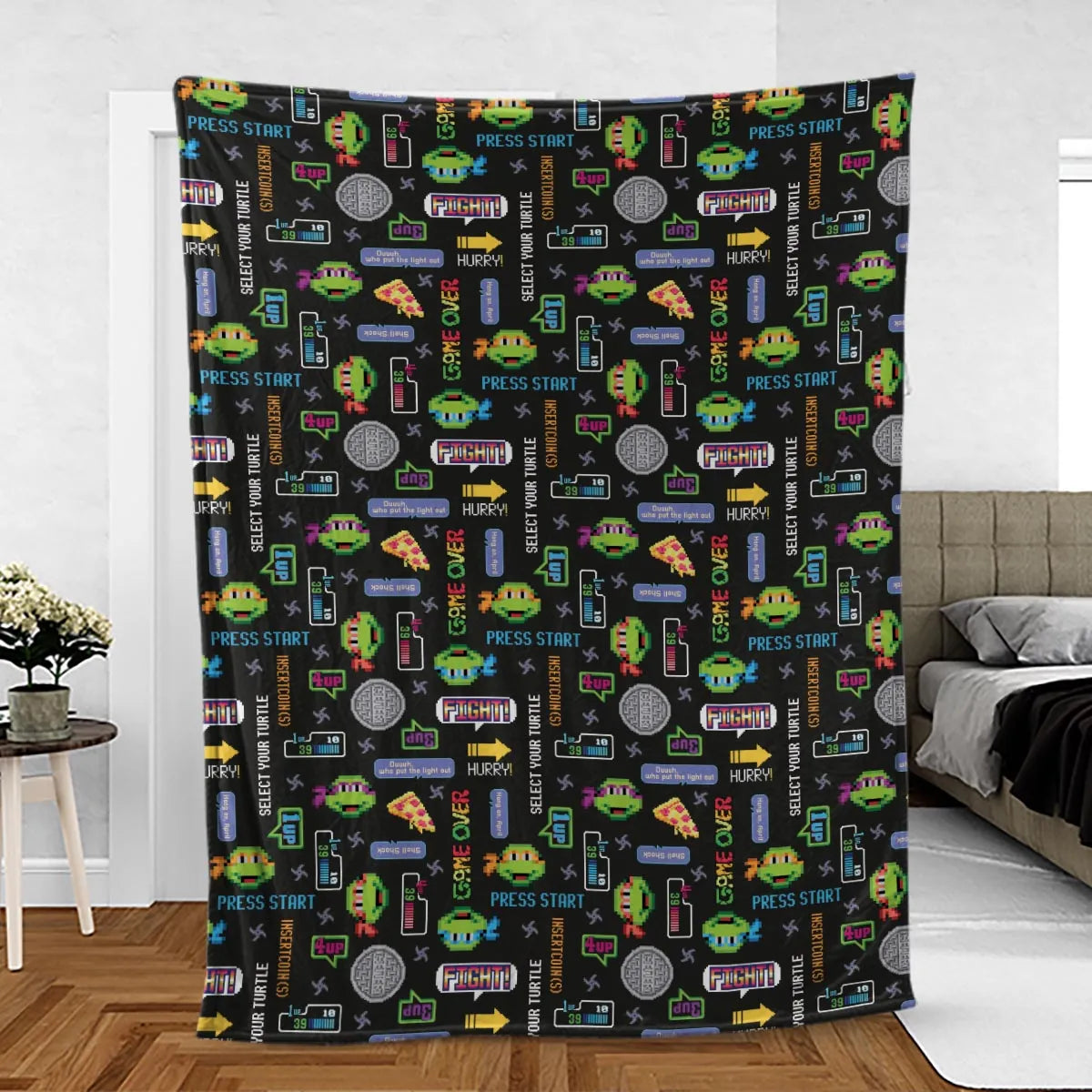 The TMNT Pixel Characters Fleece Blanket