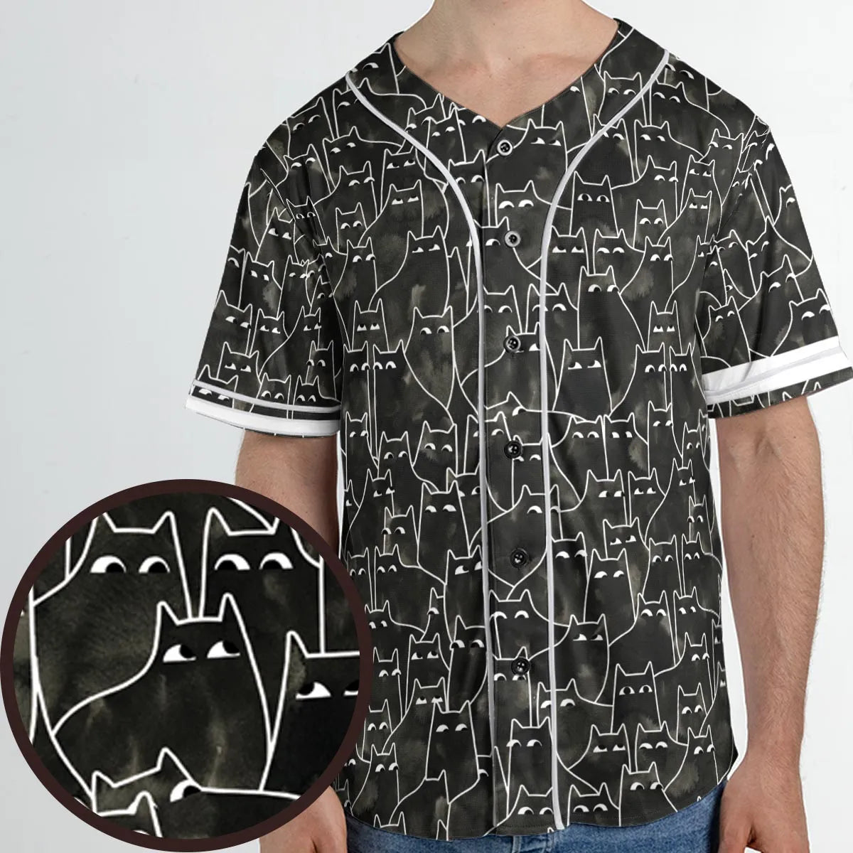 Suspicious Cats Funny Cat Unisex Baseball Jersey