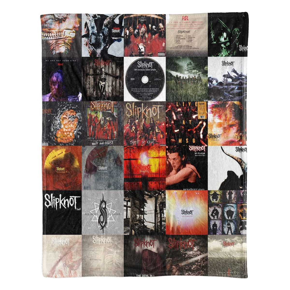 Slipknot Sherpa Blanket Iconic Album Cover Collage Cozy Throw for Metal Fans