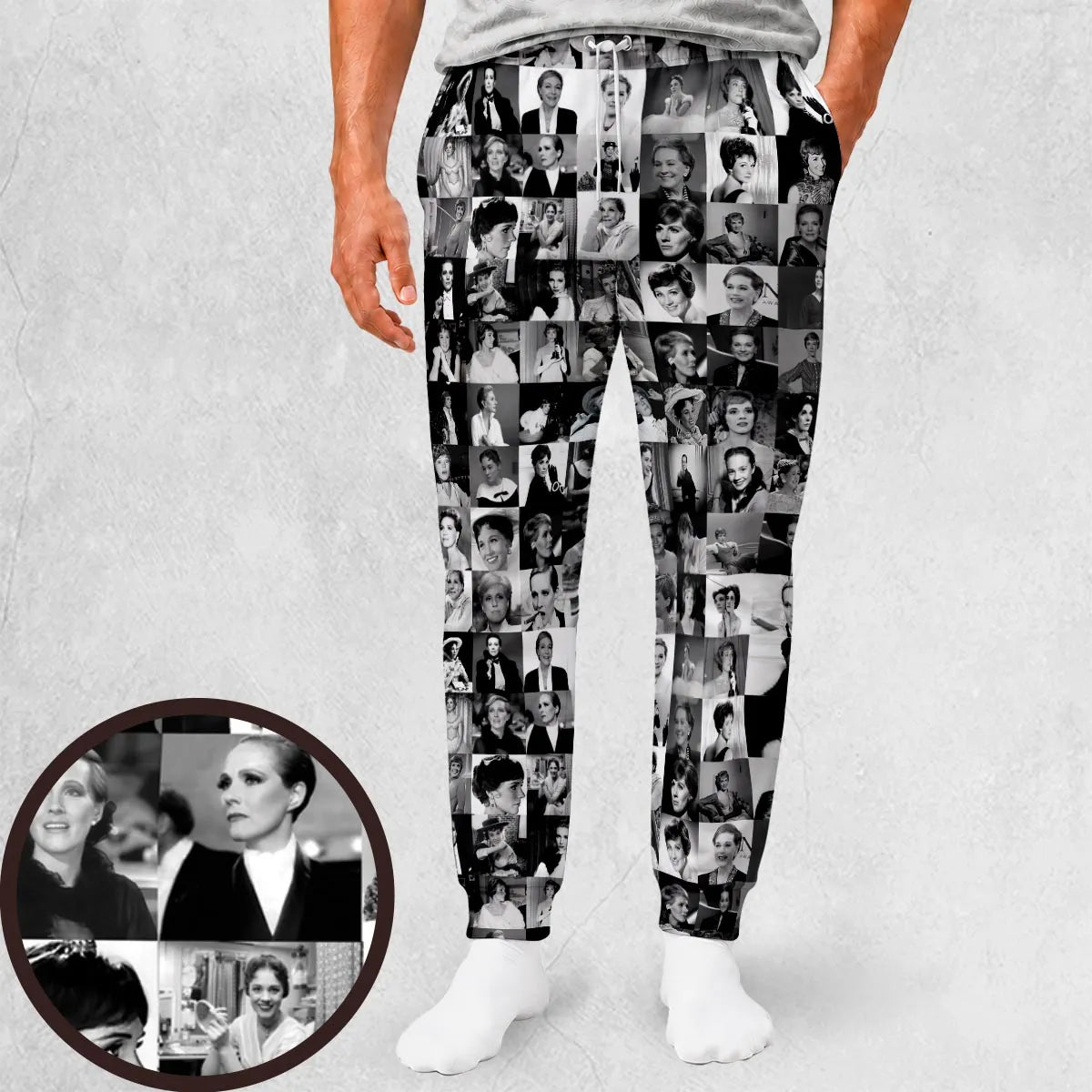 Julie Andrews in Black and White Sweatpants