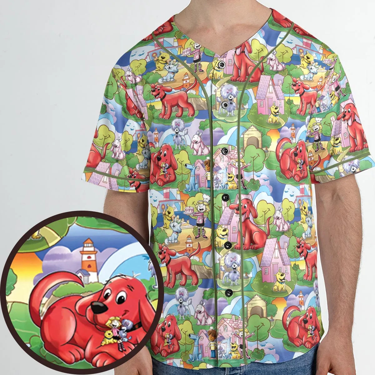 Clifford The Big Red Dog Seamless Unisex Baseball Jersey