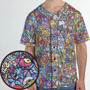 80s Throwback Cartoon Pattern Unisex Baseball Jersey