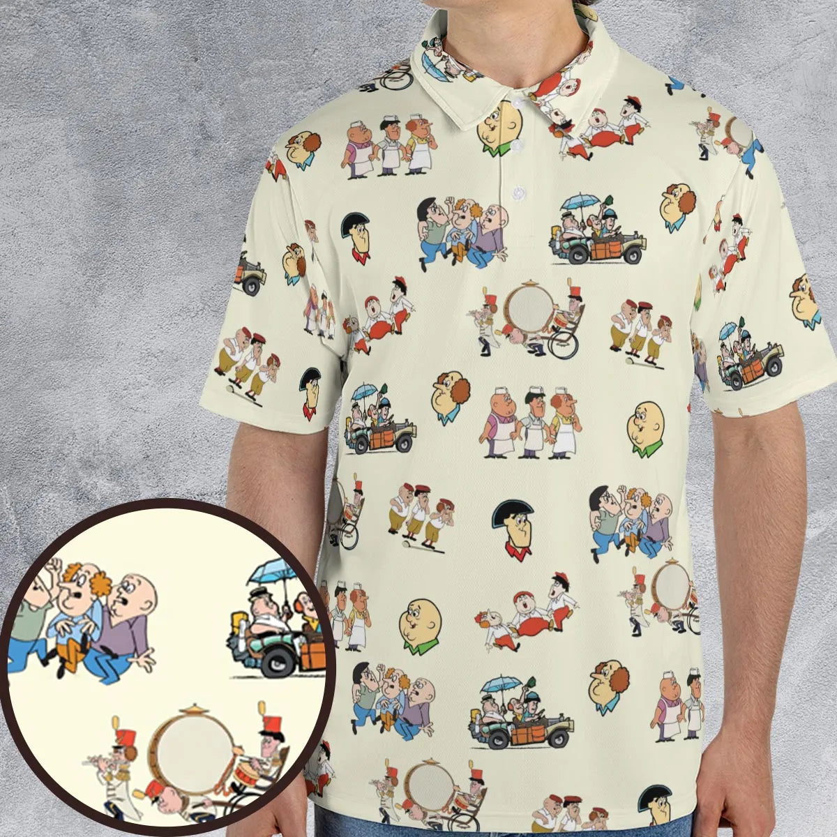 Three Stooges Cartoon 1965 AOP Men/Women Polo Shirt