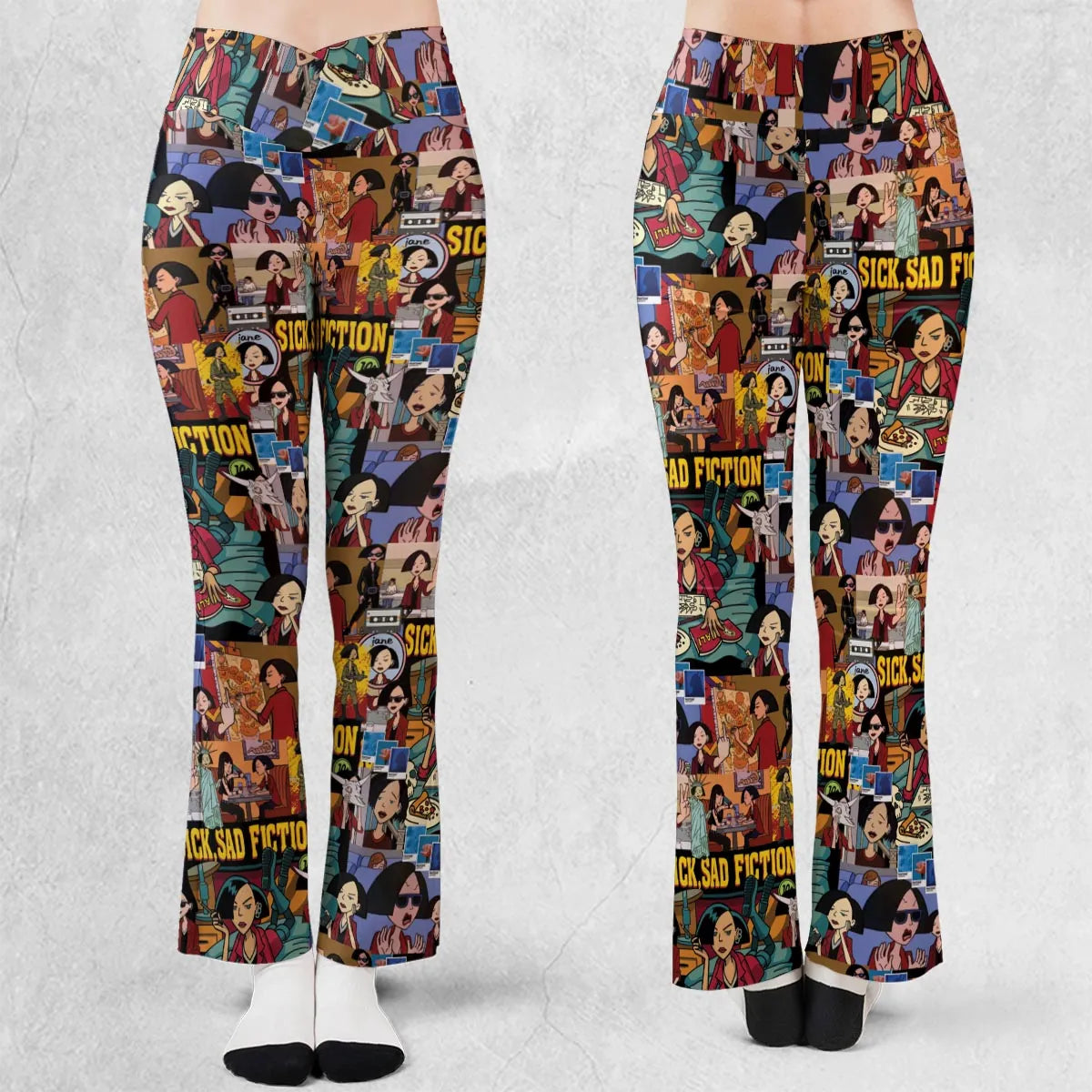 Daria Sick Sad Fiction Pattern Flare Leggings
