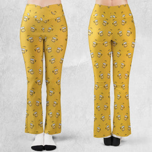 Homer Simpson Pattern Flare Leggings
