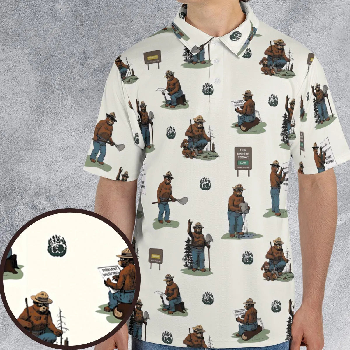 Smokey The Bear AOP Men/Women Polo Shirt